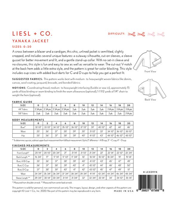 Paper Pattern - Yanaka Jacket by Liesl & Co.