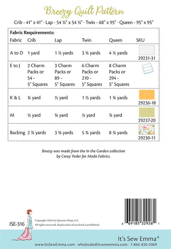 Breezy Quilt Pattern Back