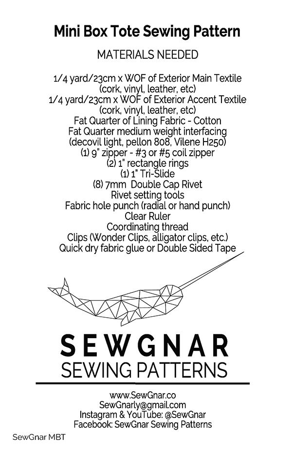 Mini Box Tote Pattern by Sewgnar