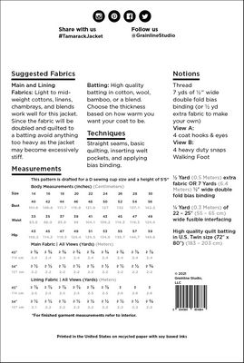 Paper Pattern - Tamarack Jacket by Grainline Studio