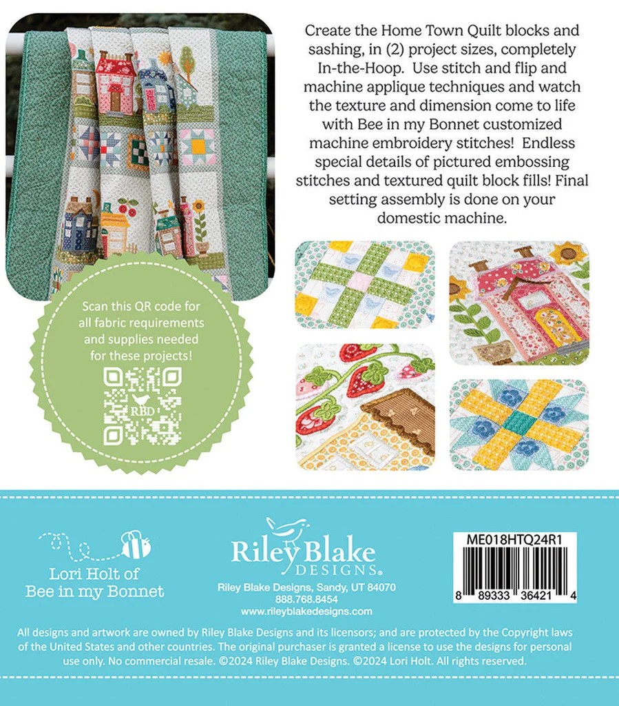 Home Town Quilt Machine Embroidery Pattern USB