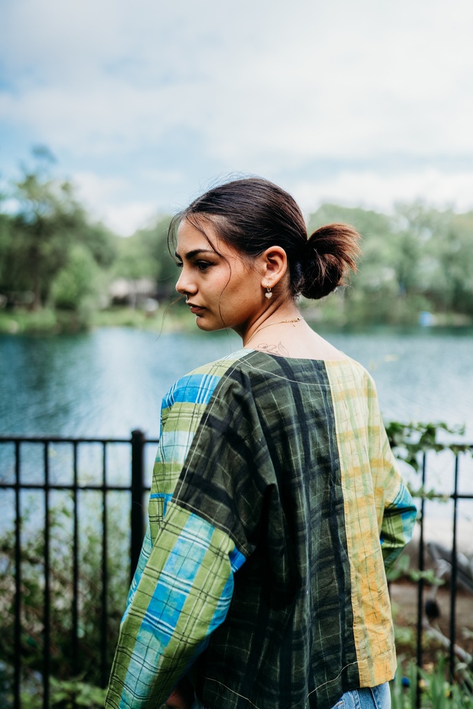 The Plaid One by Marcia Derse - Window Pane Plaid in Piney