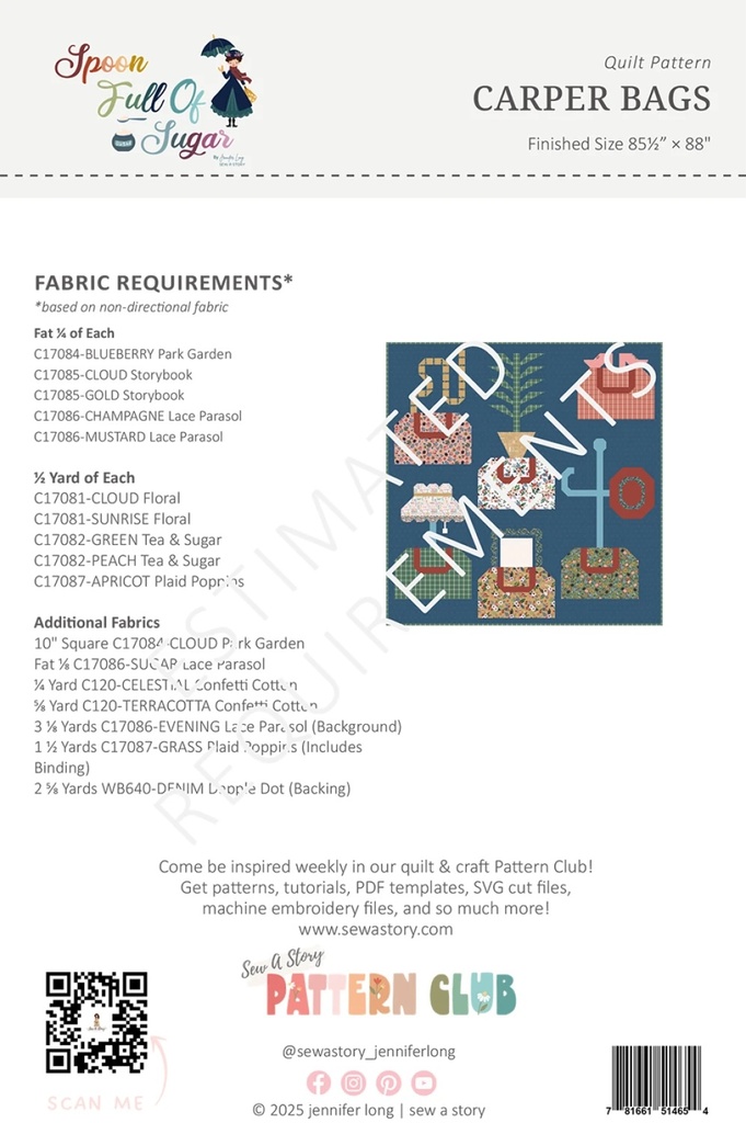 Paper Pattern - Carpet Bags Quilt by Jennifer Long