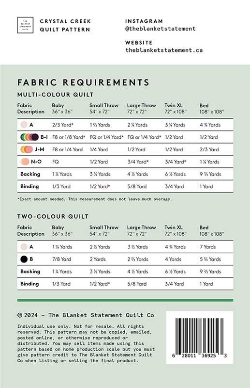 Paper Pattern - Crystal Creek by The Blanket Statement