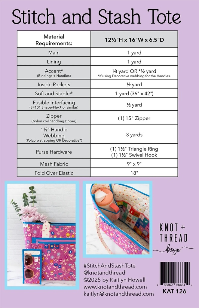 Zuri Crossbody Tote Pattern by Knot & Thread
