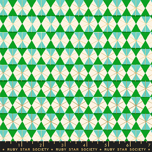 Merry Happy by Kimberly Kight - Happy Hexie in Metallic Verdant