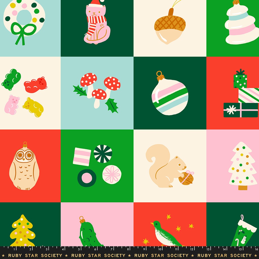 Merry Happy by Kimberly Kight - Merry Happy Panel in Lollipop 36" x 44"