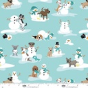 Winter Waggers by Devon Design Co - Dogs Playing With Snowmen in Light Blue
