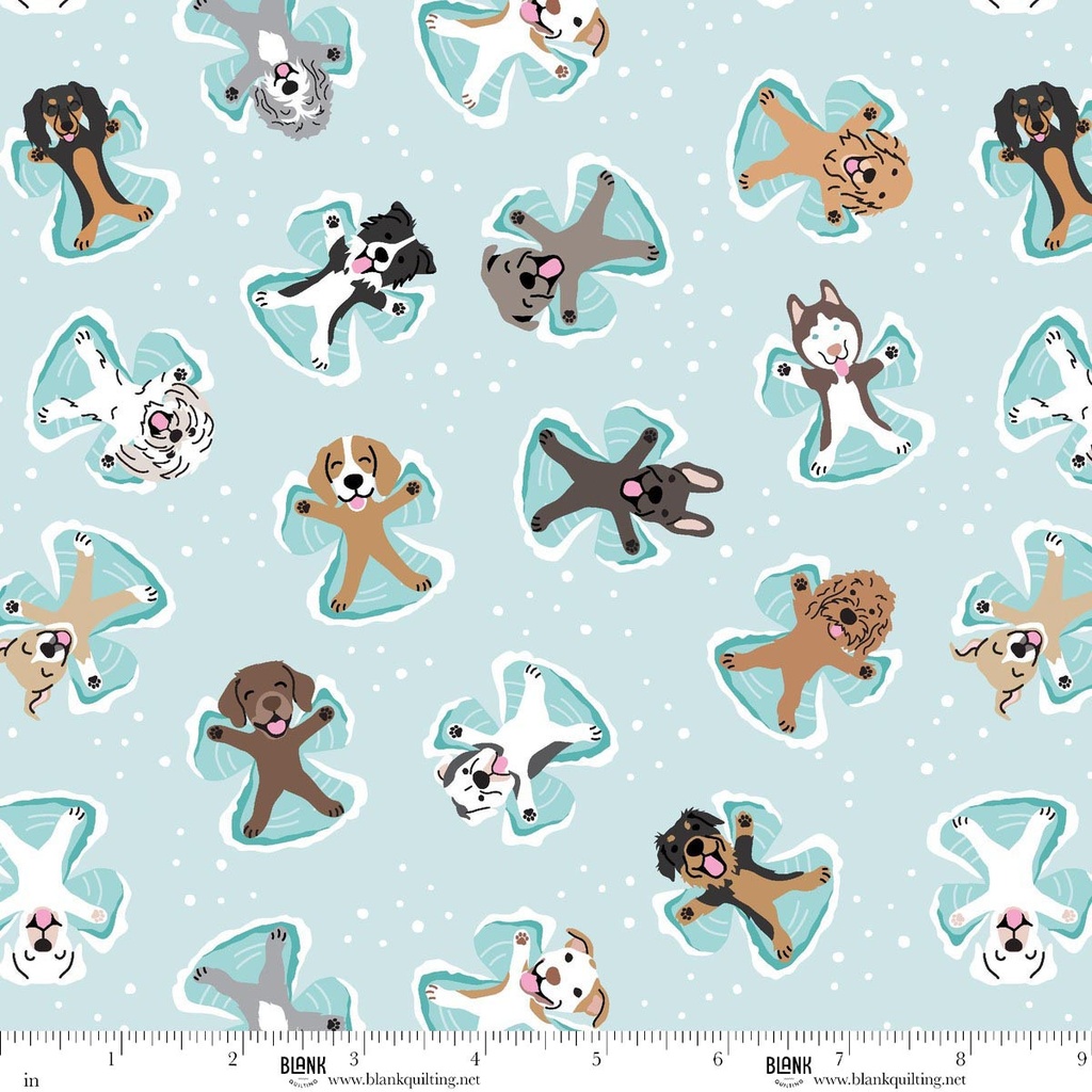 Winter Waggers by Devon Design Co - Dogs Dogs Making Snow Angels in Light Blue