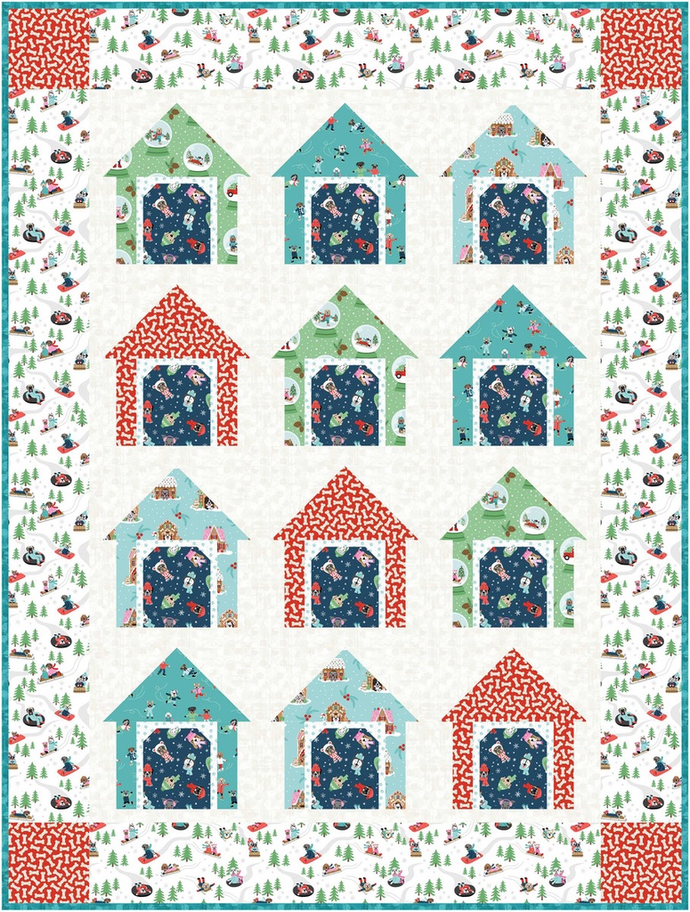 Winter Waggers by Devon Design Co. - Dogs Doing Winter Activities Panel 24"