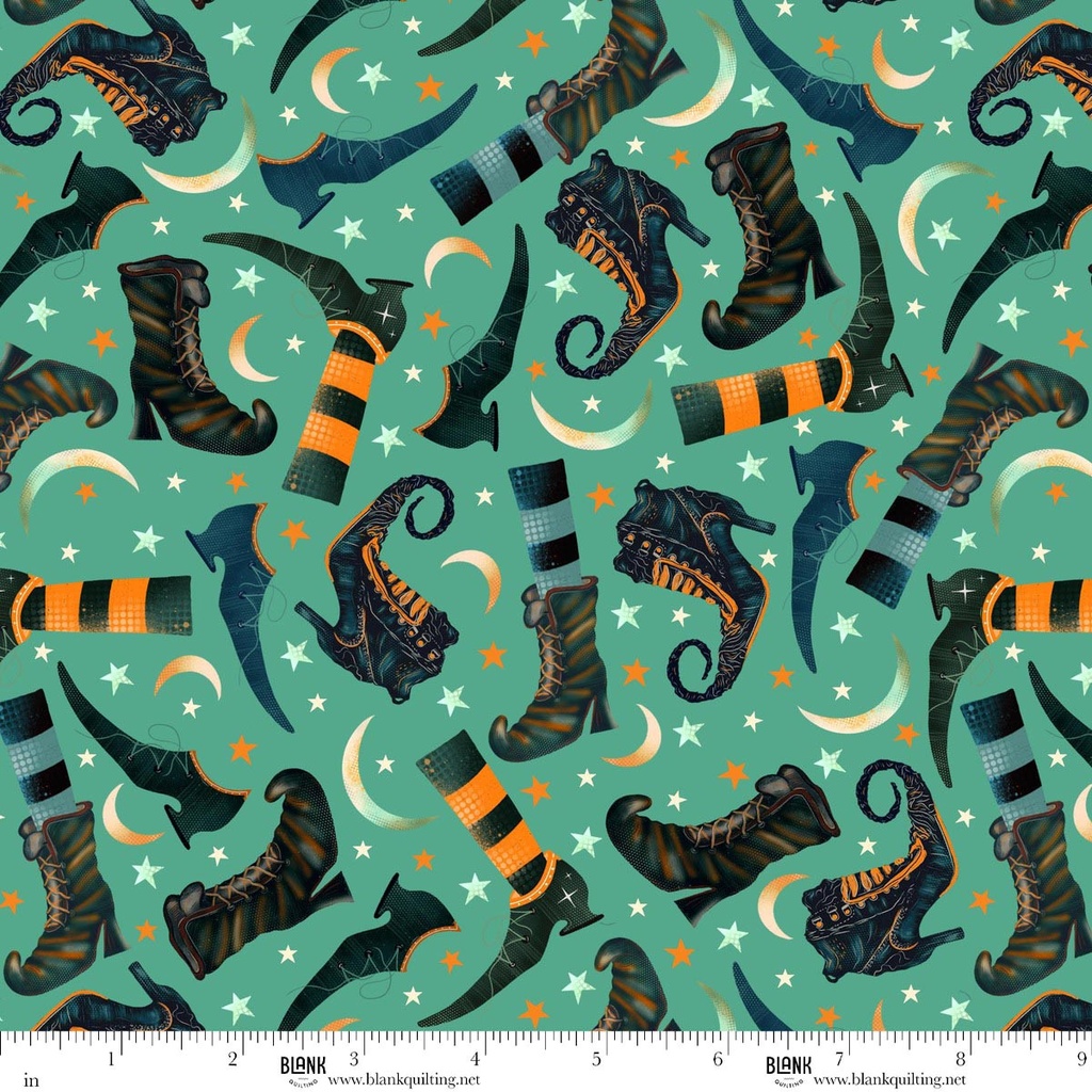 Witchy Wicked by Rose Halsey - Witch Boots and Moons in Turquoise