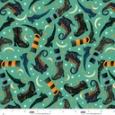 Witchy Wicked by Rose Halsey - Witch Boots and Moons in Turquoise