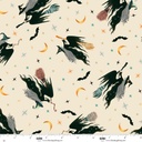 Witchy Wicked by Rose Halsey - Witches Flying on Broomsticks in Cream