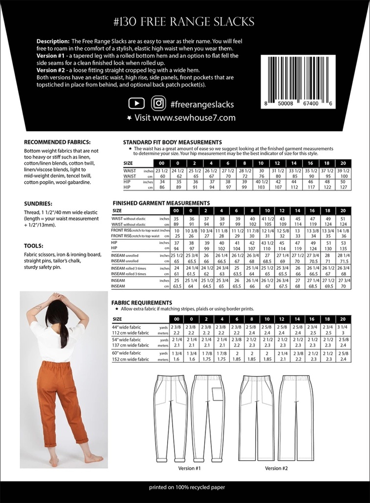 Free Range Slacks by Peggy Mead for Sew House Seven