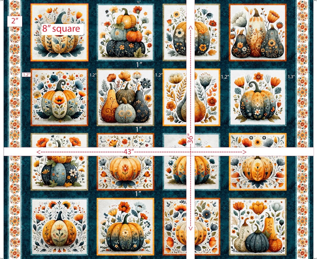 Harvest Hollow by Morris Creative Group - Decorative Pumpkin Picture Panel in Teal
