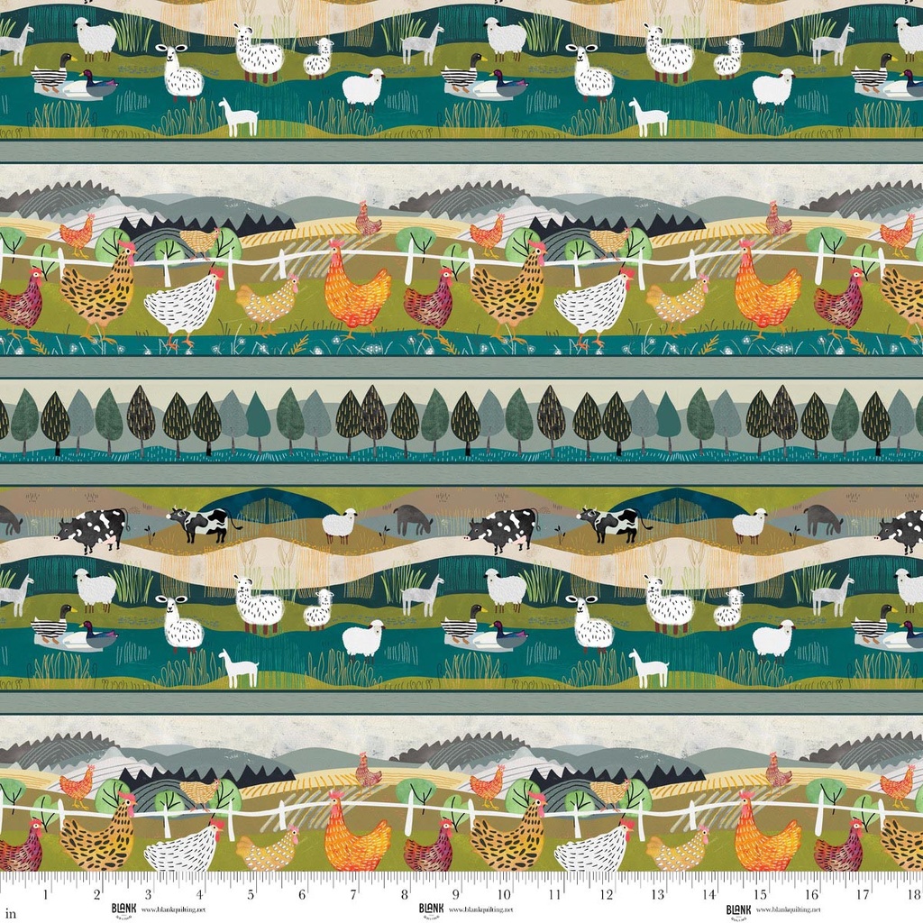 Highland Walk by Alison Woodside - Border Stripe in Teal