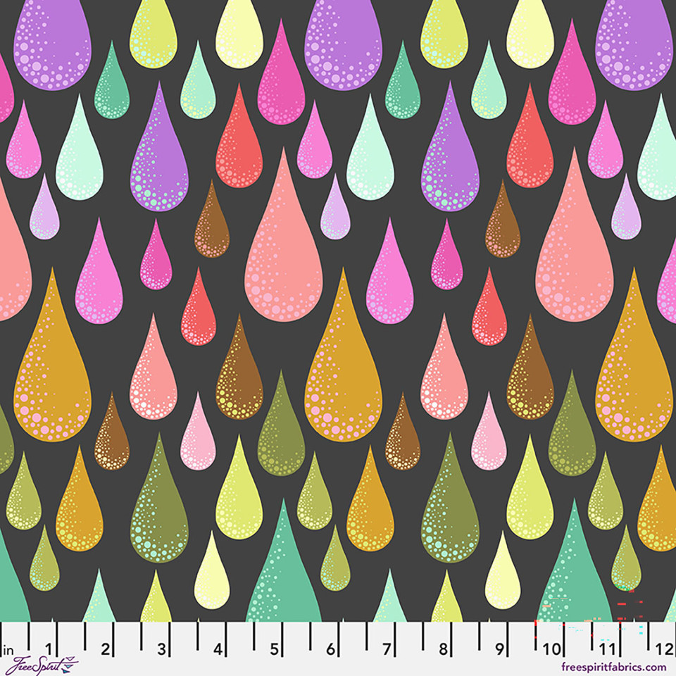 Prince Charming Deja Vu by Tula Pink - Dew Drops in Licorice
