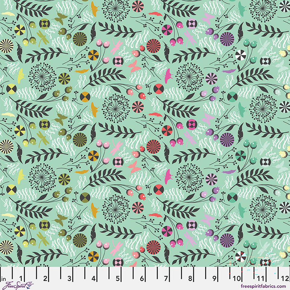 Prince Charming Deja Vu by Tula Pink - Dandelion in Sweet Mint