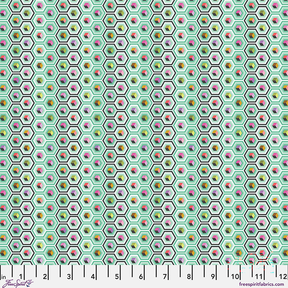 Prince Charming Deja Vu by Tula Pink - Hex Box in Sweet Mint