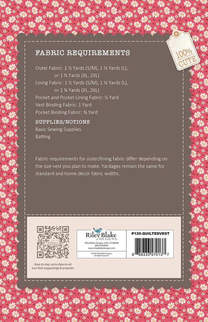 Quilted Vest Pattern by Lori Holt