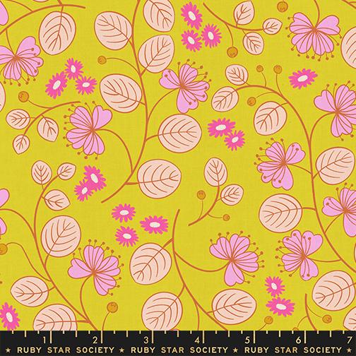 Lofi Linens by Rashida Coleman Hale - Caper Floral in Citron