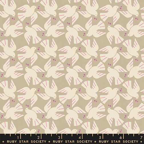 Lofi Linens by Rashida Coleman Hale - Flock Yeah in Khaki