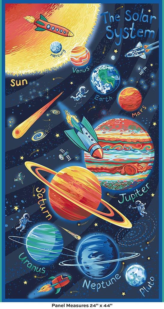 Orbit by Makower UK - Solar System Panel 24" x 44"