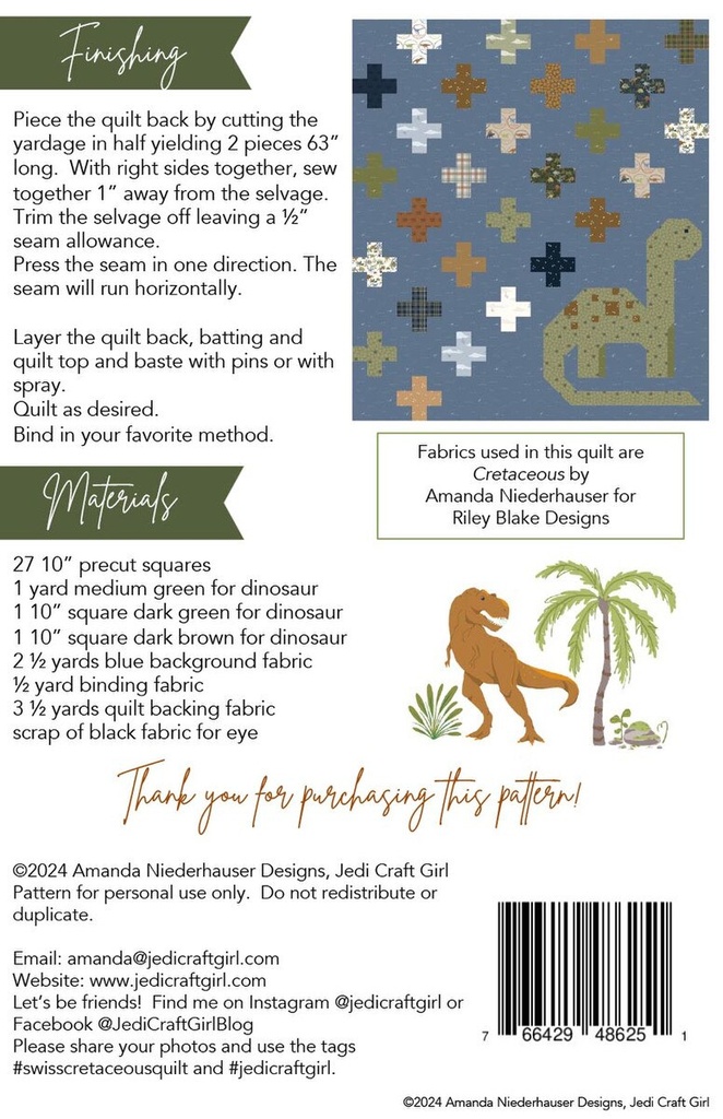 Swiss Cretaceous Quilt Pattern by Amanda Niederhauser