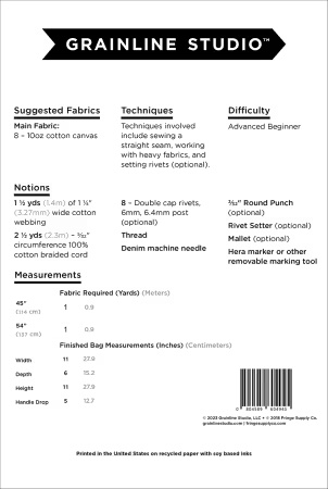 Paper Pattern - Town Bag by Grainline Studio