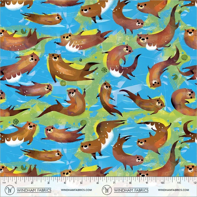 Animal Kingdom by Gareth Lucas - Swimming Otters in Cyan