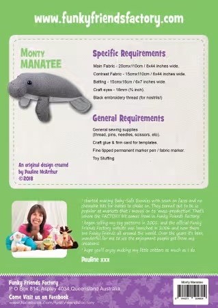 Paper Pattern -  Monty The Manatee by Funky Friends Factory