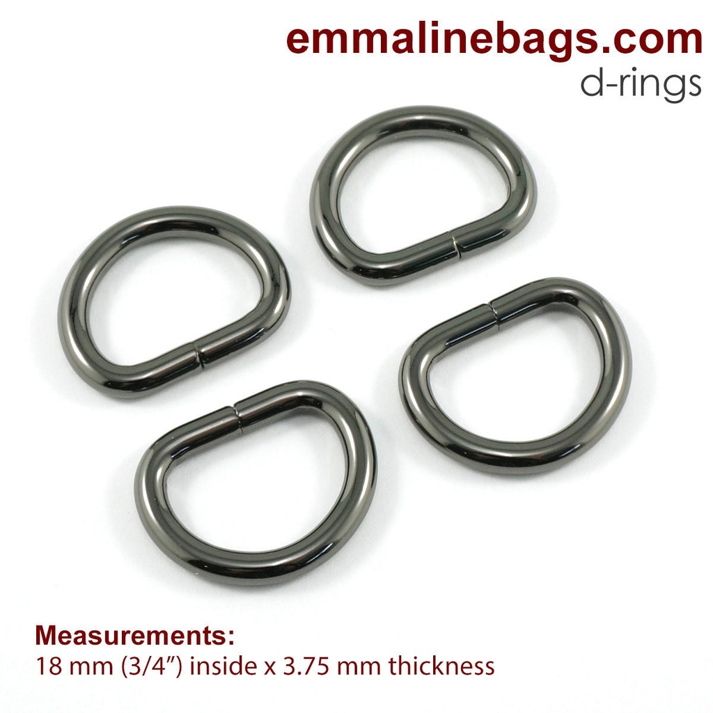 D-rings - 3/4" (20mm) x 3.75mm Thick 4 Pack