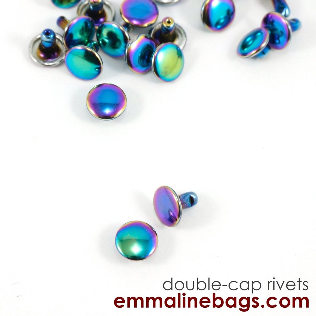 Double Cap Rivets - Small (8mm Cap X 6mm Post) 20 Pack Iridescent