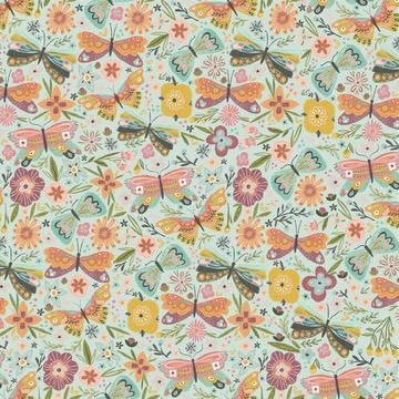 Cottage Charm by Kenzie Elston - Butterfly Blossom in Blue