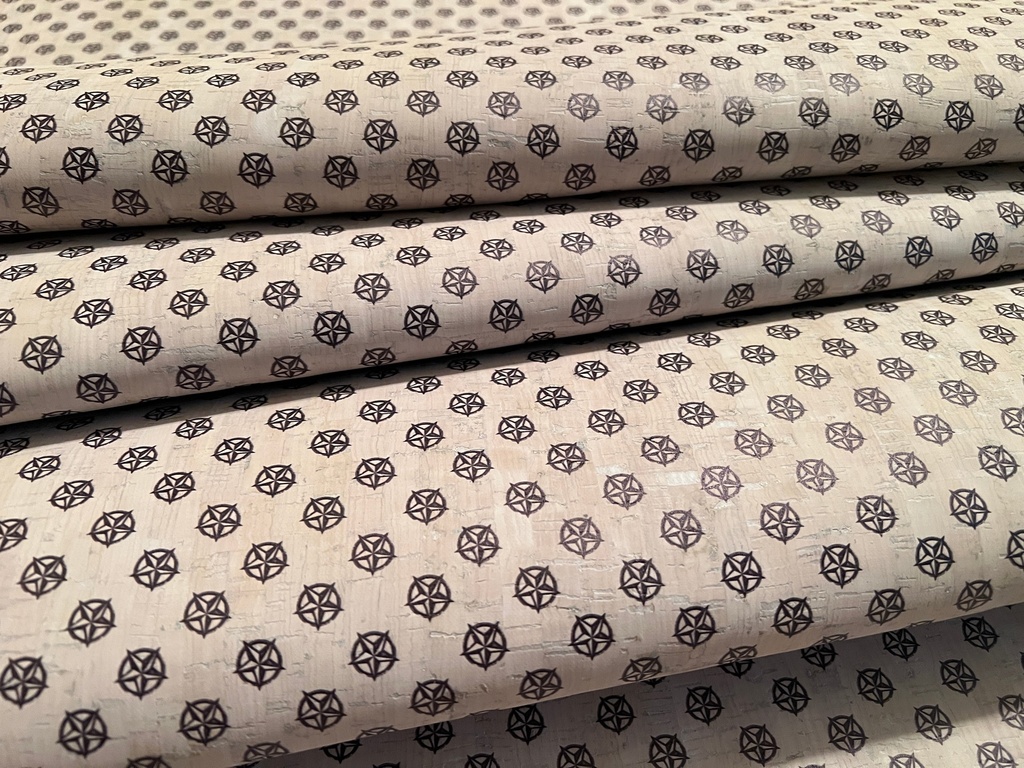 Cork Fabric - Rustic Stars on Off-White Cork