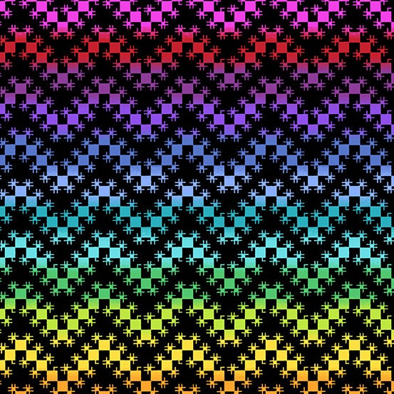 Rainbow Wonderland by Andover - Chevron Knit in Black