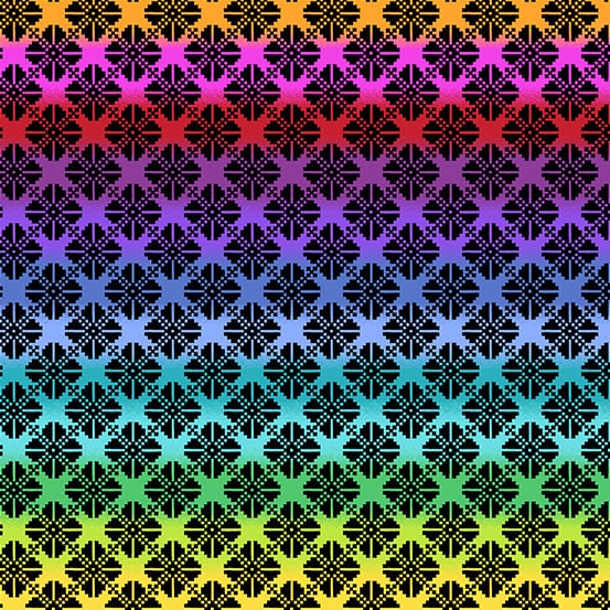 Rainbow Wonderland by Andover - Pinwheel Knit in Black