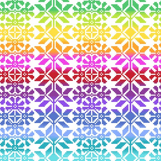 Rainbow Wonderland by Andover - Tulip Knit in White