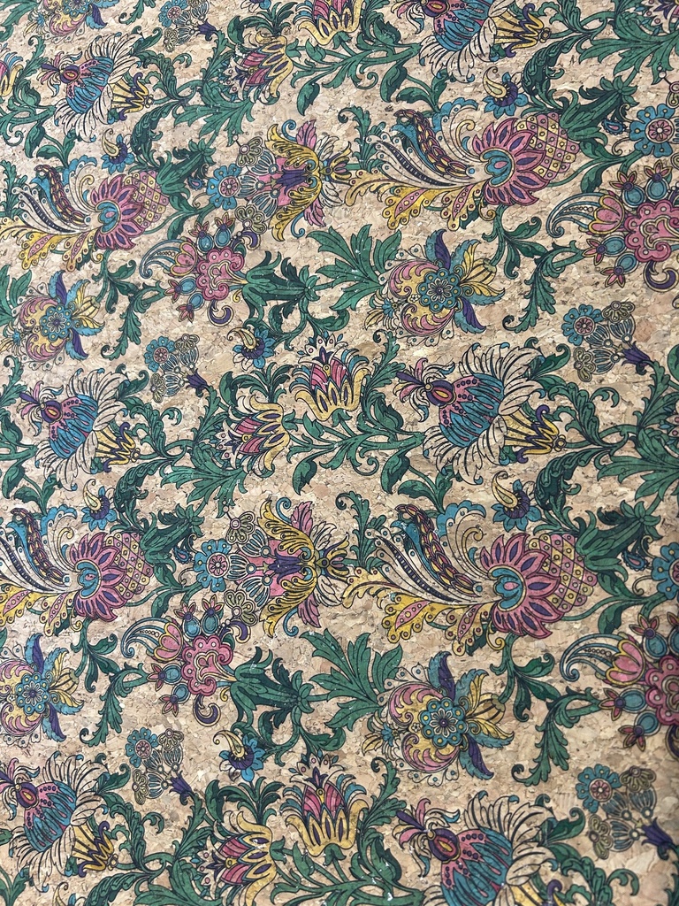 Cork Fabric - Colorful Floral on Natural