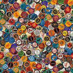 Brewmaster by QT Fabrics - Bottle Caps in Multi
