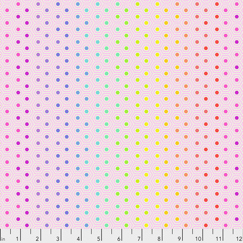 True Colors by Tula Pink - Hexy Rainbow in Shell
