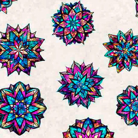 Night Flight by QT Fabrics - Stained Glass Medallions