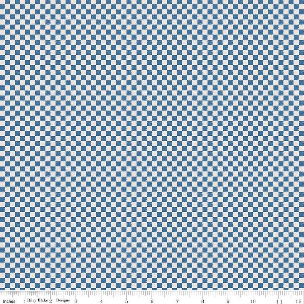 Check Please! by Riley Blake Designs - 1/4" Check Ivory Coastal Blue