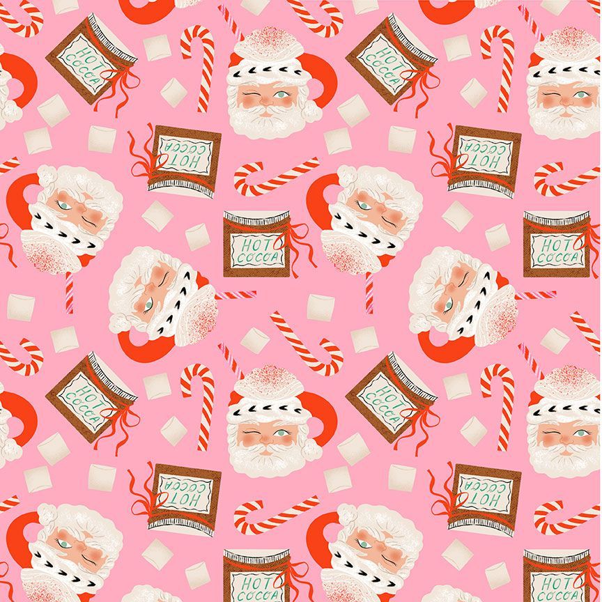 Holly Jolly by Dear Stella - Santa Mugs in Flamingo