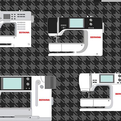 Bernina Exclusive Prints by Benartex - Machines in Charcoal