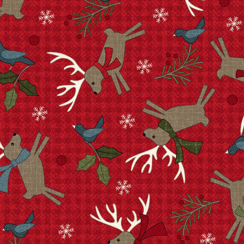 Holly Jolly Flannel by Bonnie Sullivan - Deer in Red