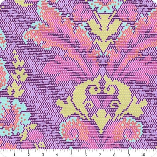Parisville Deja Blue by Tula Pink - Damask Dot in Violet