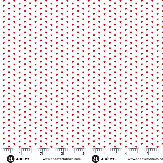 Mini Heart by Andover Fabrics - White