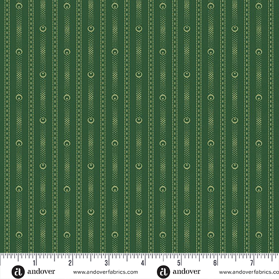 Little Gems by Andover Fabrics - Chain Stripe in Hunter Green