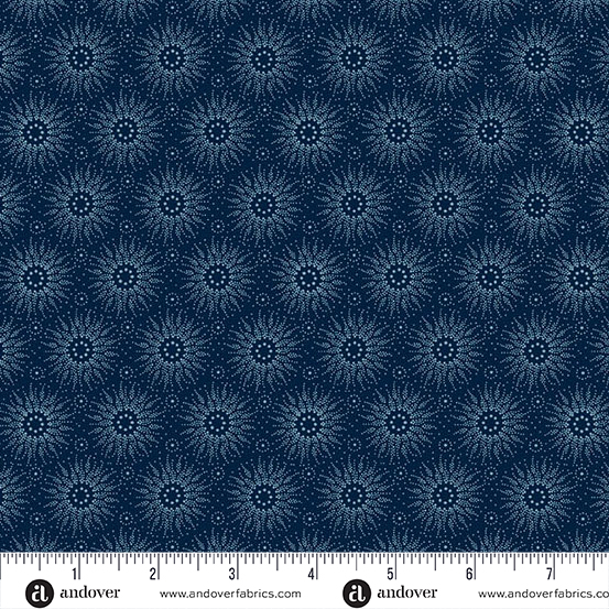 Little Gems by Andover Fabrics - Sun Burst in Denim